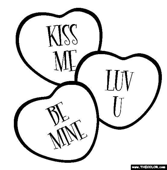 Candy Hearts Valentine's Day Coloring Page